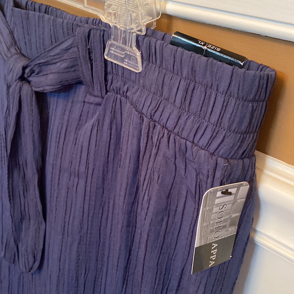 SOHO Apparel NWT Dressy Blue Pants Elastic wTie Belt Waist / Size XL - Picture 7 of 14